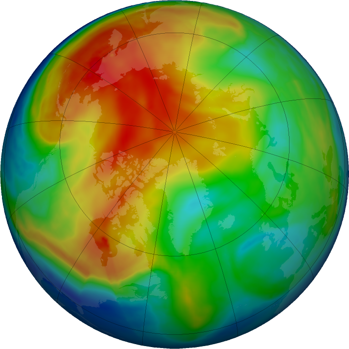 Arctic ozone map for 01 January 2019